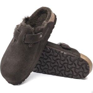*NWT* Birkenstock Boston Shearling Suede Leather Clogs, Size 36, Mocha